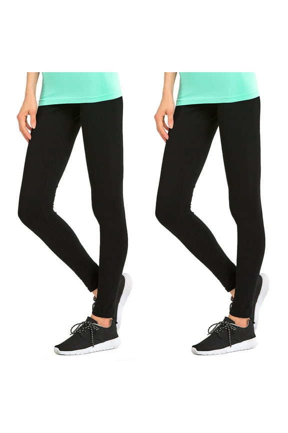 Women & Plus Cotton High Waist Full Length Cotton Workout Leggings (Black/Black, 3XL)