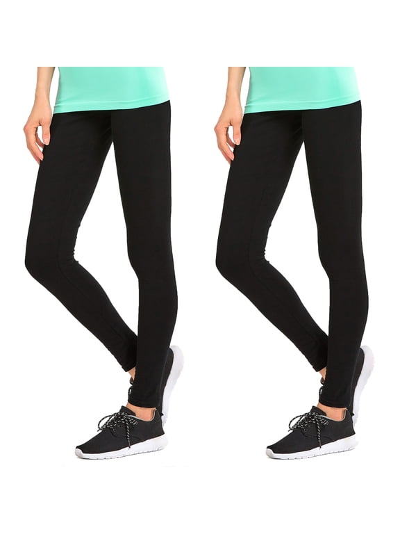 Women & Plus Cotton High Waist Full Length Cotton Workout Leggings (Black/Black, 3XL)