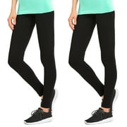 Sofra Women & Plus Cotton High Waist Full Length Cotton Workout Leggings Black/Black, L