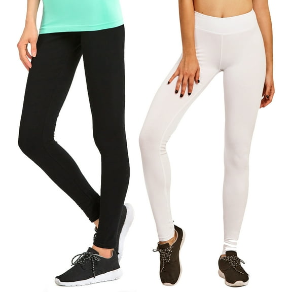 Sofra Women & Plus Cotton High Waist Full Length Cotton Workout Leggings (Black/White, S)