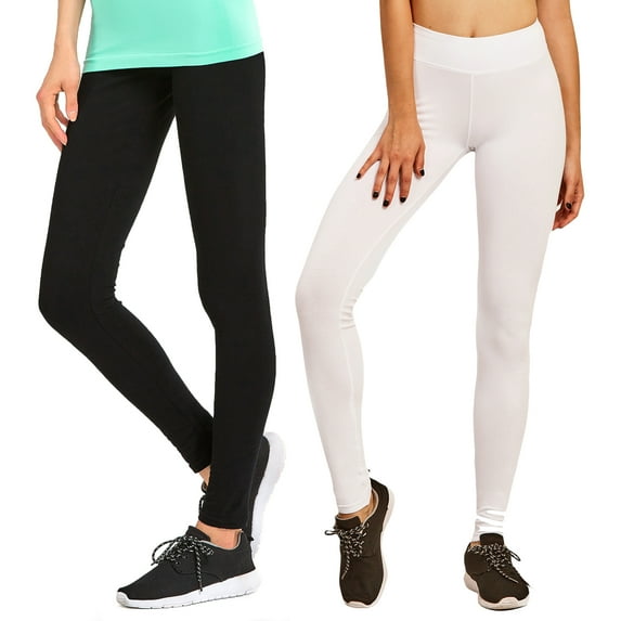 Sofra Women & Plus Cotton High Waist Full Length Cotton Workout Leggings (Black/White, S)