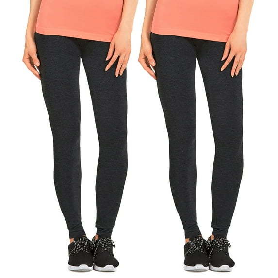 Sofra Women & Plus Cotton High Waist Full Length Cotton Workout Leggings (Charcoal/Charcoal, L)