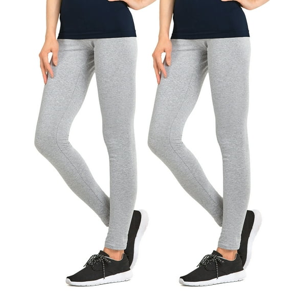 Sofra Women & Plus Cotton High Waist Full Length Cotton Workout Leggings (H Grey/H Grey, 1XL)