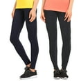 thumbnail image 1 of Sofra Women & Plus Cotton High Waist Full Length Cotton Workout Leggings (Navy/Charcoal, 2XL), 1 of 3