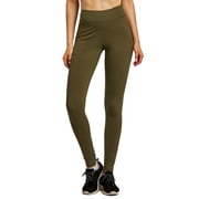 Sofra Women & Plus Cotton High Waist Full Length Cotton Workout Leggings (Olive, M)