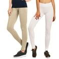 thumbnail image 1 of Sofra Women & Plus Cotton High Waist Full Length Cotton Workout Leggings (Taupe/White, M), 1 of 4