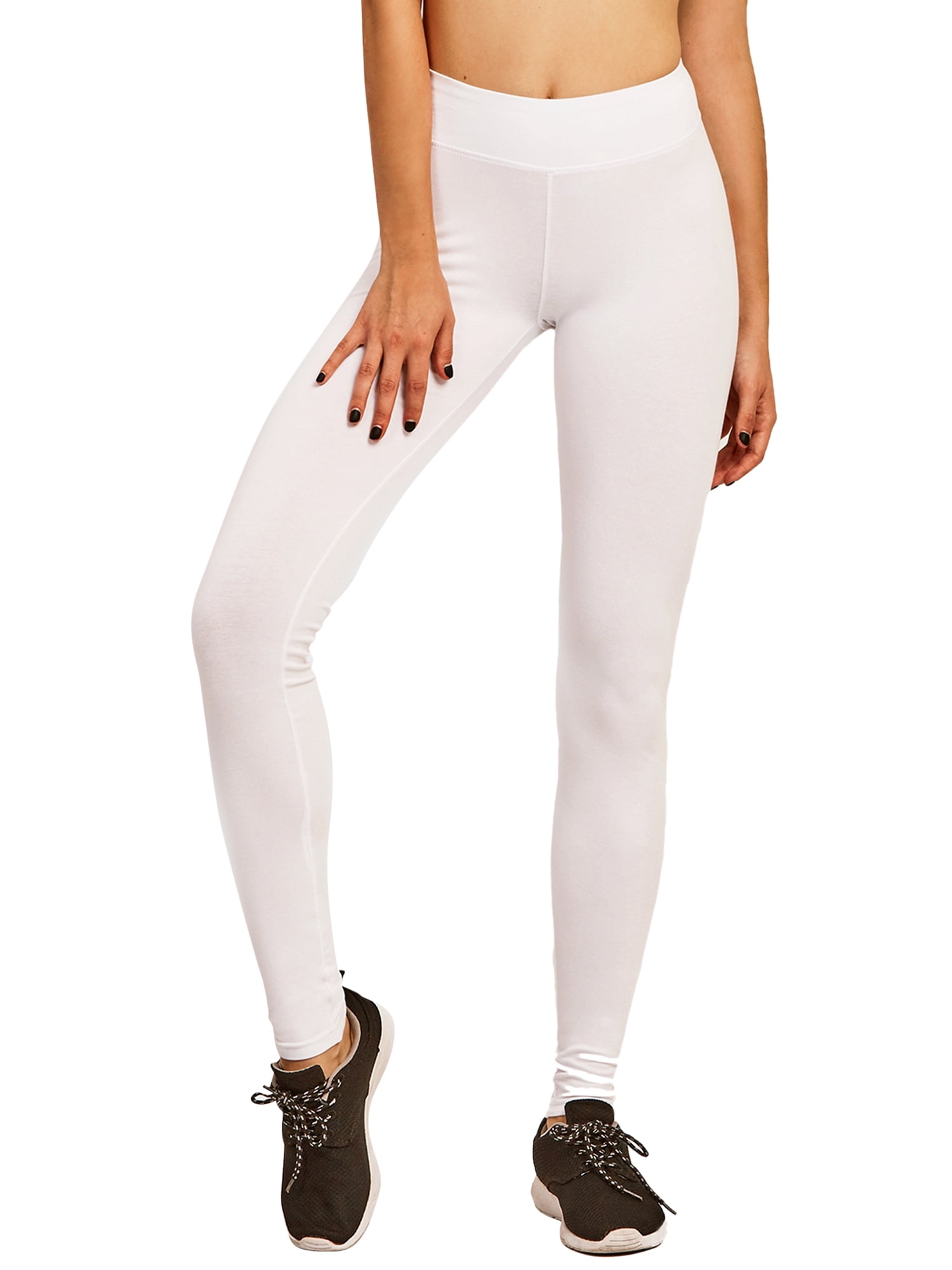 Sofra Women & Plus Cotton High Waist Full Length Cotton Workout Leggings  (White, L) 