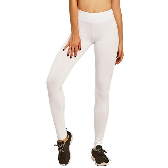 Sofra Women & Plus Cotton High Waist Full Length Cotton Workout Leggings (White, L)