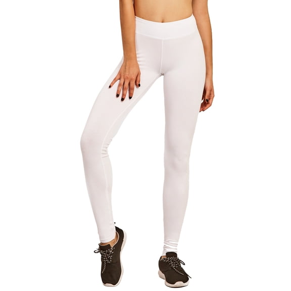 Sofra Women & Plus Cotton High Waist Full Length Cotton Workout Leggings (White, S)