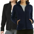thumbnail image 1 of Sofra Women & Plus Polar Fleece Full Zip Up Winter Warm Jacket (Black/Navy, 2XL), 1 of 3