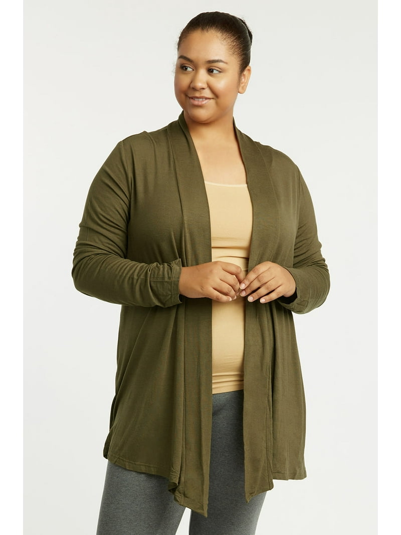 Sofra Women & Plus Size Lightweight Draped Open Front Rayon Summer