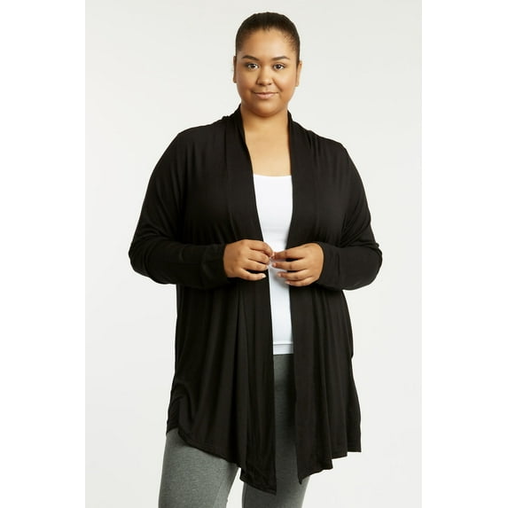 Sofra Women & Plus Size Lightweight Draped Open Front Rayon Summer Cardigan