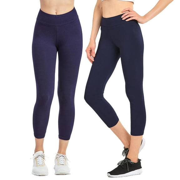 Sofra Women & Plus Soft Cotton Active Stretch Capri Length Lightweight Leggings