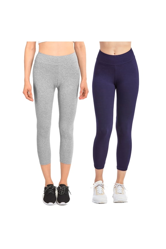 Women & Plus Soft Cotton Active Stretch Capri Length Lightweight Leggings
