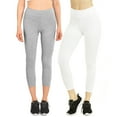 thumbnail image 1 of Sofra Women & Plus Soft Cotton Active Stretch Capri Length Lightweight Leggings, 1 of 4