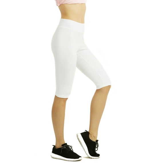 Sofra Women & Plus Wide Wastband Active Stretch Workout 21" Cotton Biker Shorts (S-3XL)