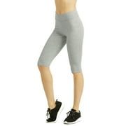 Sofra Women & Plus Wide Wastband Active Stretch Workout 21" Cotton Biker Shorts S-3XL