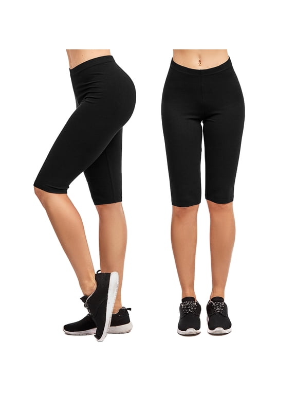 Women & Plus Wide Wastband Active Stretch Workout 21" Cotton Biker Shorts (S-3XL)