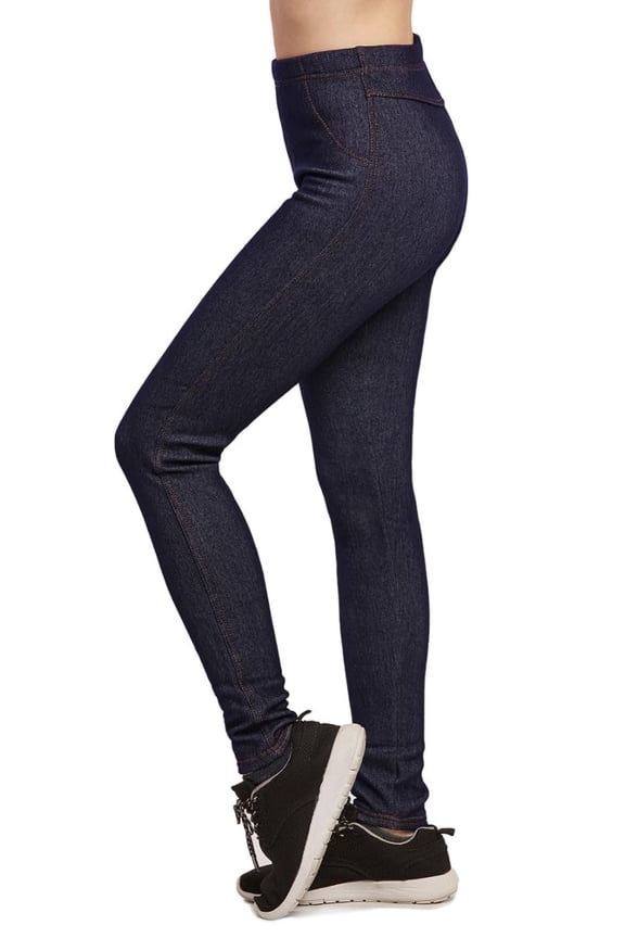 Women Polar Fleece Jeans Leggings S, Blue