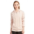 thumbnail image 1 of Sofra Women's Cotton Comfort Zip Up Hoodie Jersey Sweater - Blush - Small, 1 of 4