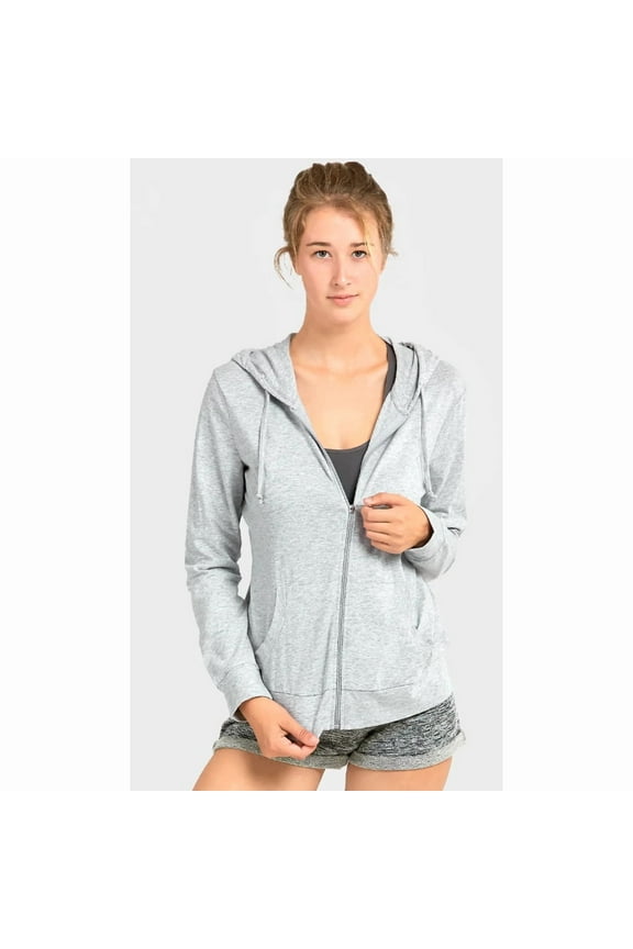 Women's Cotton Comfort Zip Up Hoodie Jersey Sweater - Heather Gray - XXL