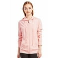 thumbnail image 1 of Sofra Women's Cotton Comfort Zip Up Hoodie Jersey Sweater - Peach - Large, 1 of 4