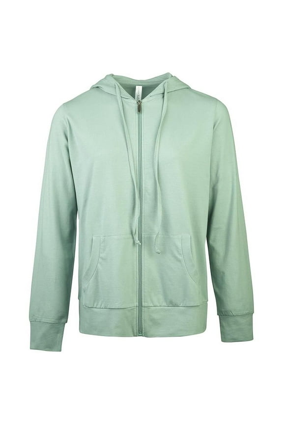Women's Cotton Comfort Zip Up Hoodie Jersey Sweater - Sage - Medium