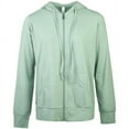 thumbnail image 1 of Sofra Women's Cotton Comfort Zip Up Hoodie Jersey Sweater - Sage - Small, 1 of 3