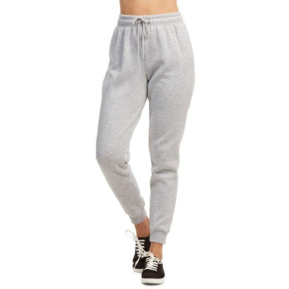 Sofra Women's Cotton Fleece Jogger Pants L, Heather Grey