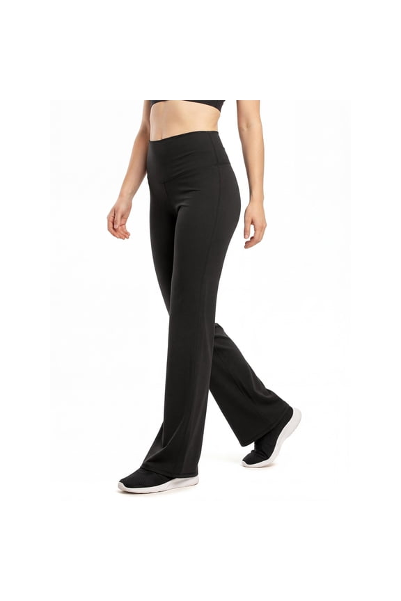 Women's High Waist Flare Leggings Yoga Pants with Stretch Fit M, Black