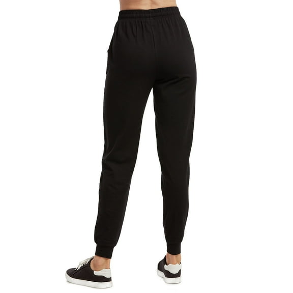 Sofra Women's Jersey Cotton Jogger Pants with Side Pockets for Yoga Running Workout Black