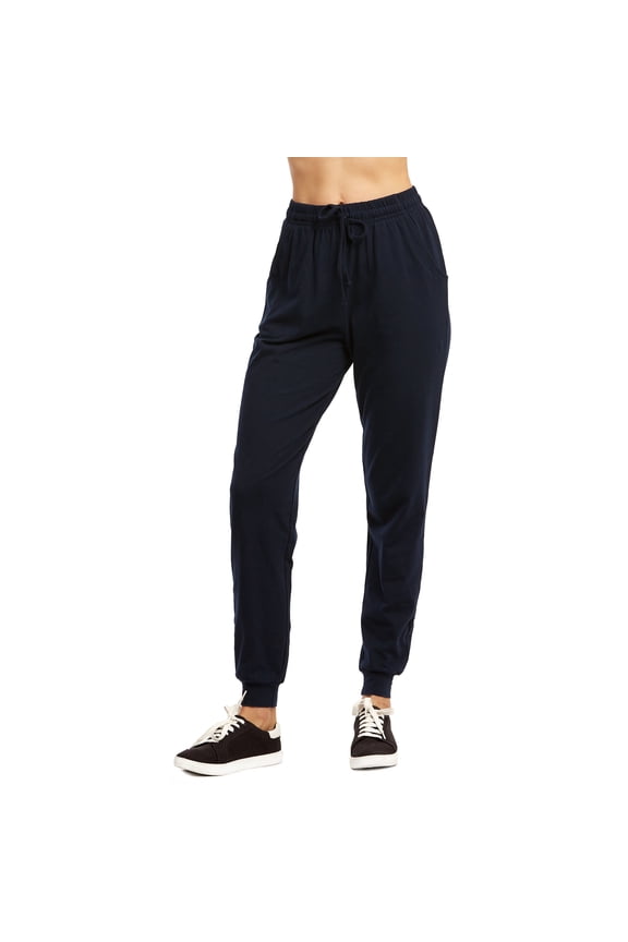 Women's Lightweight Cotton Blend Jersey Jogger Pants with Side Pockets