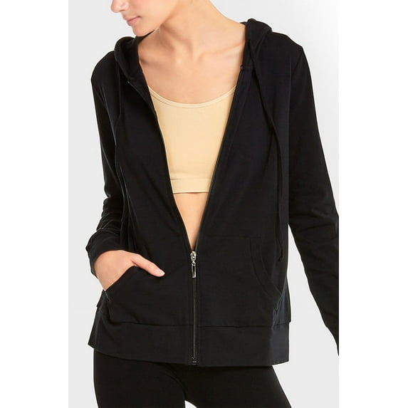 Sofra Women's Lightweight Cotton Blend Long Sleeve Zip Up Thin Hoodie Jacket