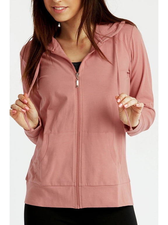 Women's Lightweight Cotton Blend Long Sleeve Zip Up Thin Hoodie Jacket