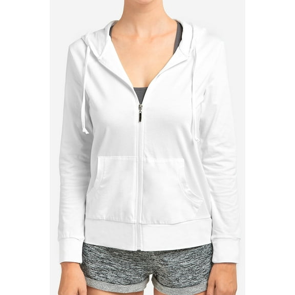 Sofra Women's Lightweight Cotton Blend Long Sleeve Zip Up Thin Hoodie Jacket