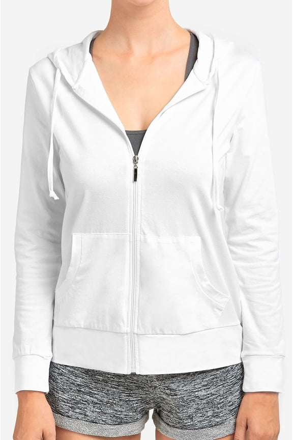Women's Lightweight Cotton Blend Long Sleeve Zip Up Thin Hoodie Jacket