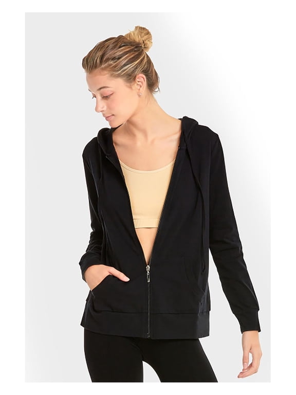 Women's Lightweight Cotton Blend Long Sleeve Zip Up Thin Hoodie Jacket