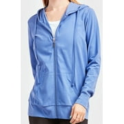 Sofra Women's Lightweight Cotton Blend Long Sleeve Zip Up Thin Hoodie Jacket