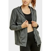 Sofra Womens Lightweight Cotton Blend Long Sleeve Zip Up Thin Hoodie Jacket