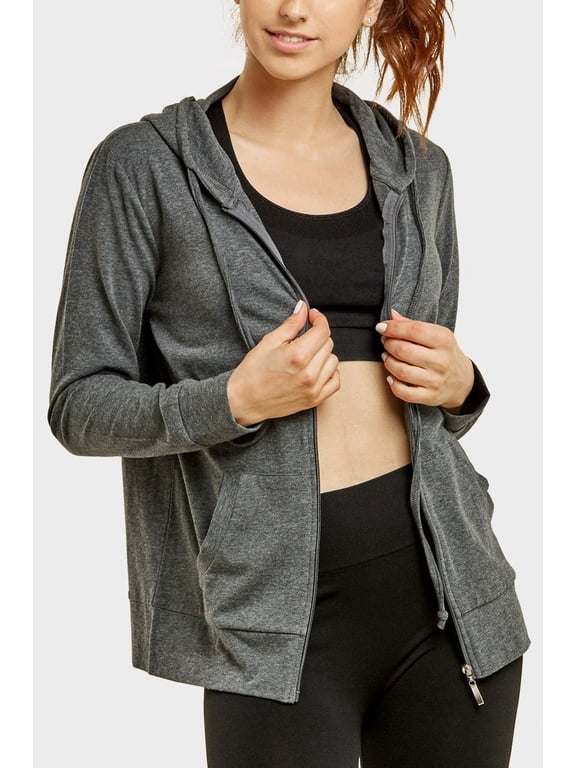 Women's Lightweight Cotton Blend Long Sleeve Zip Up Thin Hoodie Jacket