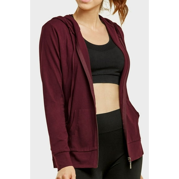 Sofra Women's Lightweight Cotton Blend Long Sleeve Zip Up Thin Hoodie Jacket