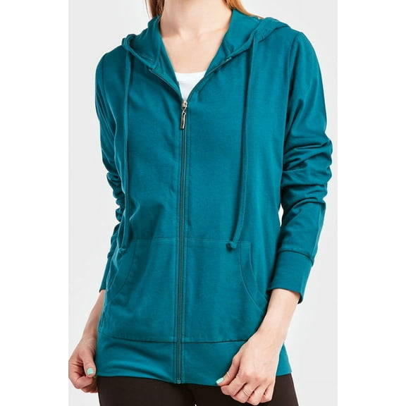 Sofra Women's Lightweight Cotton Blend Long Sleeve Zip Up Thin Hoodie Jacket