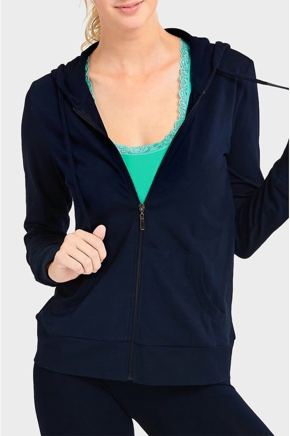 Women's Lightweight Cotton Blend Long Sleeve Zip Up Thin Hoodie Jacket