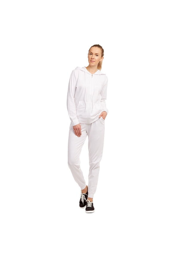 Women's Lightweight Cotton Jersey Jogger Pants and Zip-UP Hoodie Jacket Sets