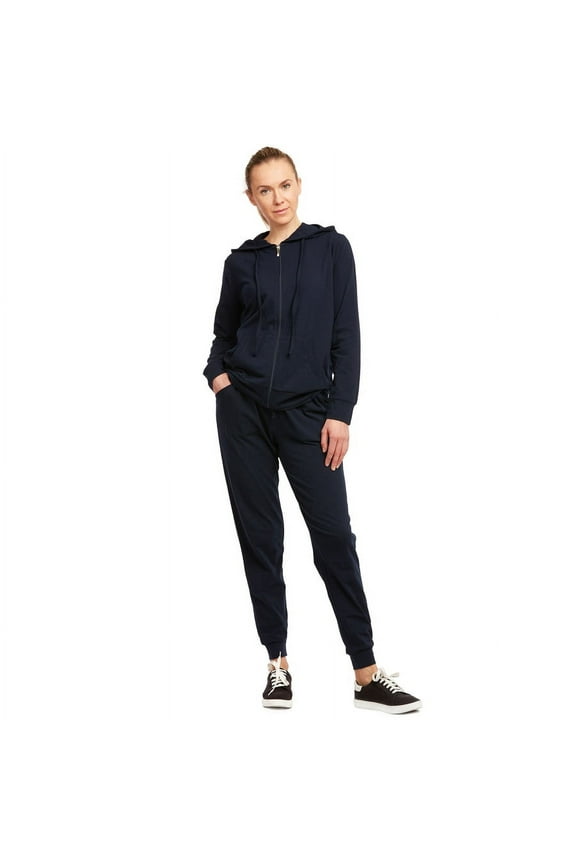 Women's Lightweight Cotton Jersey Jogger Pants and Zip-UP Hoodie Jacket Sets