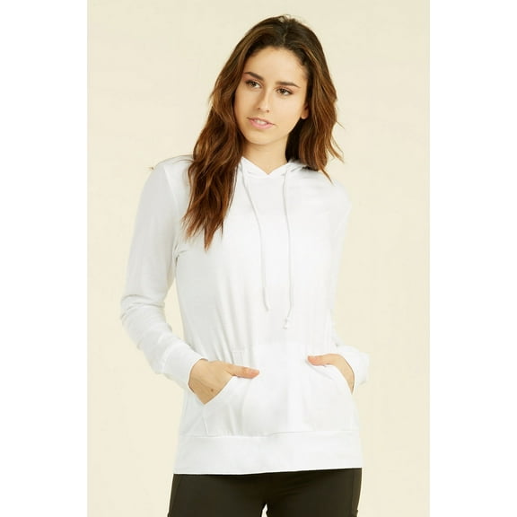 Sofra Women's Lightweight Cotton Long Sleeve Pullover Thin Hoodie Jacket