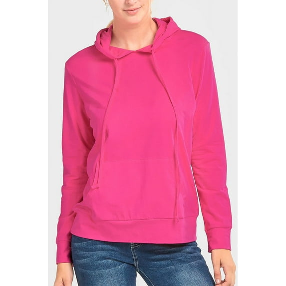 Sofra Women's Lightweight Cotton Long Sleeve Pullover Thin Hoodie Jacket