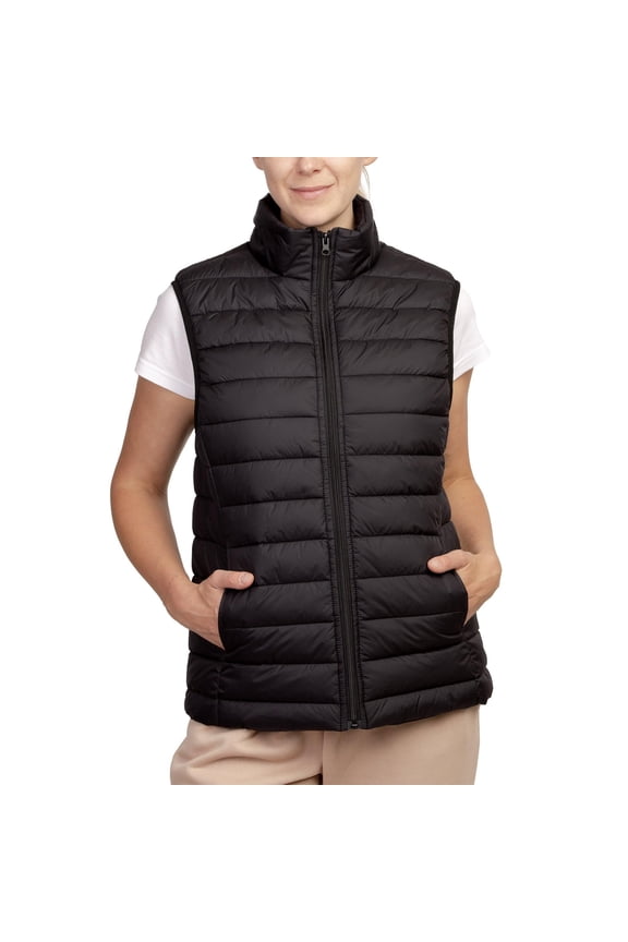 Women's Lightweight Quilted Puffer Vest L, Black