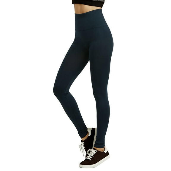 Sofra Women's & Plus One Size Seamless High Waist Extra-Wide Banded Ankle Length Leggings