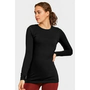 Sofra Women's Plus Size Long Sleeve Classic Fit Crew Neck T-Shirt Top
